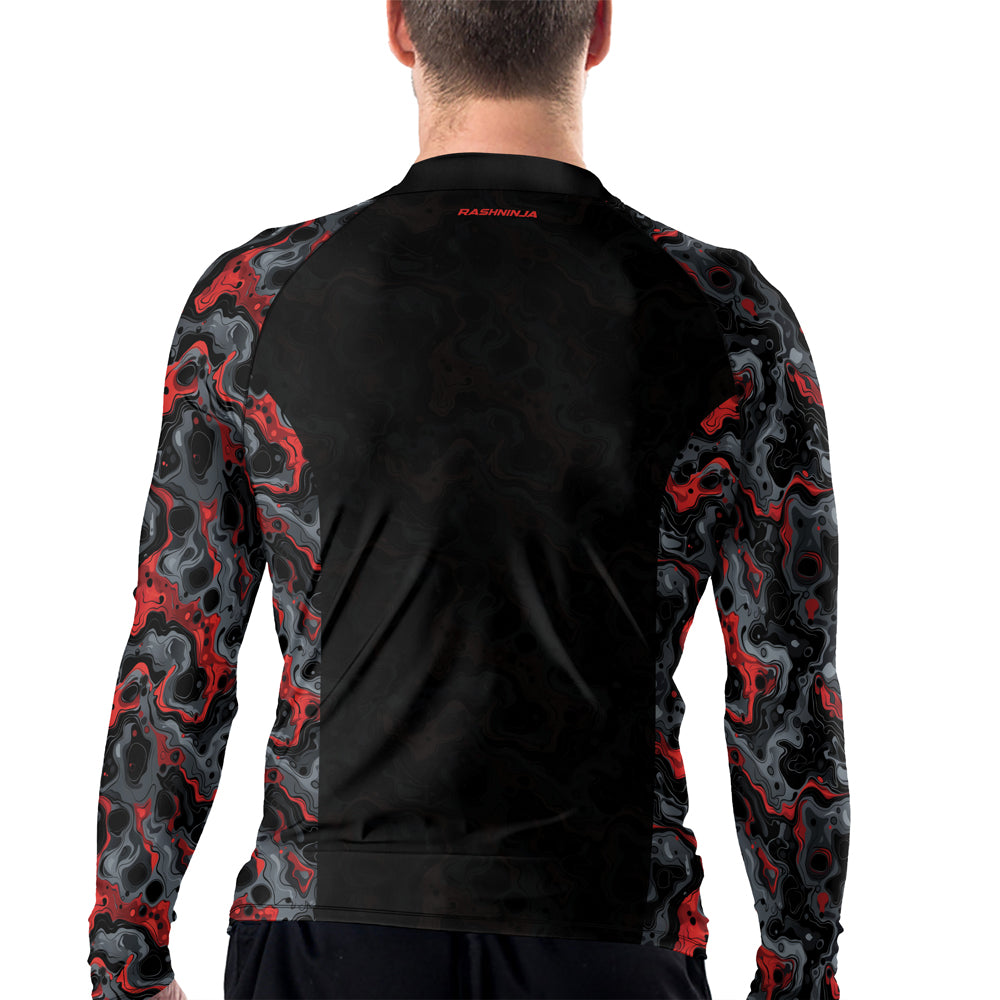 Rashninja Cyber Storm Red Men's Long Sleeve Rash Guard