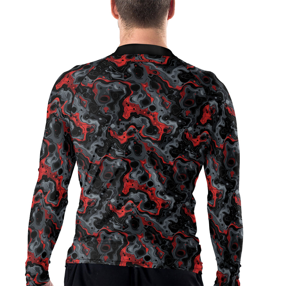 Rashninja Cyber Storm Red Men's Long Sleeve Rash Guard