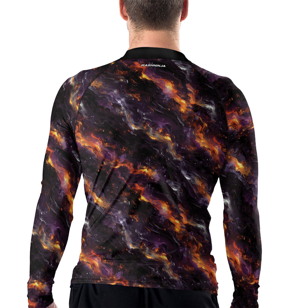Rashninja Cyber Storm Galaxy Nebula Men's Long Sleeve Rash Guard