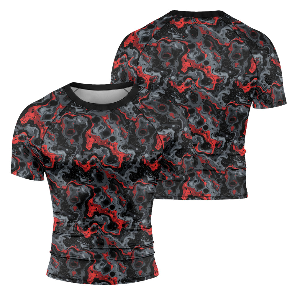 Rashninja Cyber Storm Red Men's Short Sleeve Rash Guard