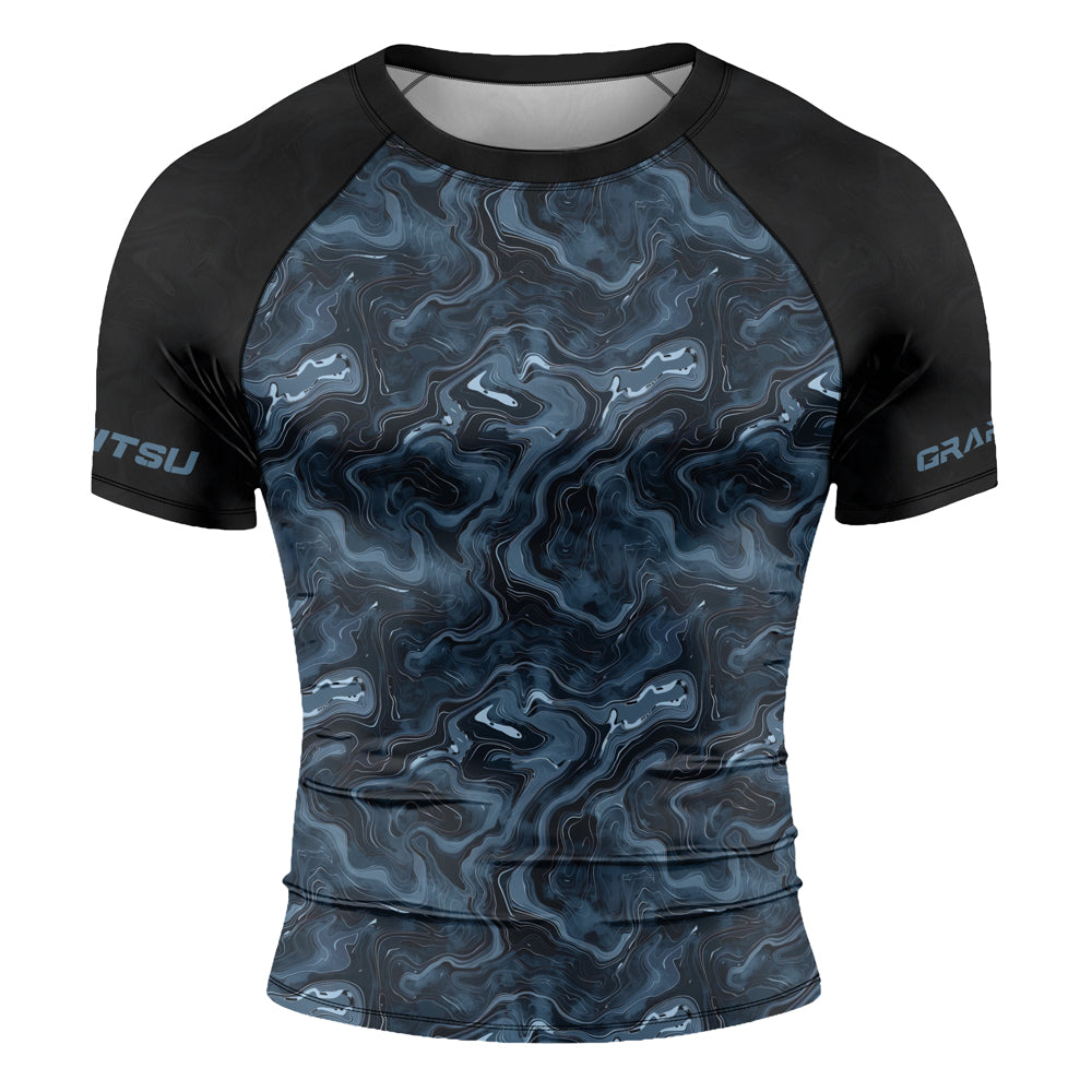 Rashninja Cyber Storm Silver Men's Short Sleeve Rash Guard