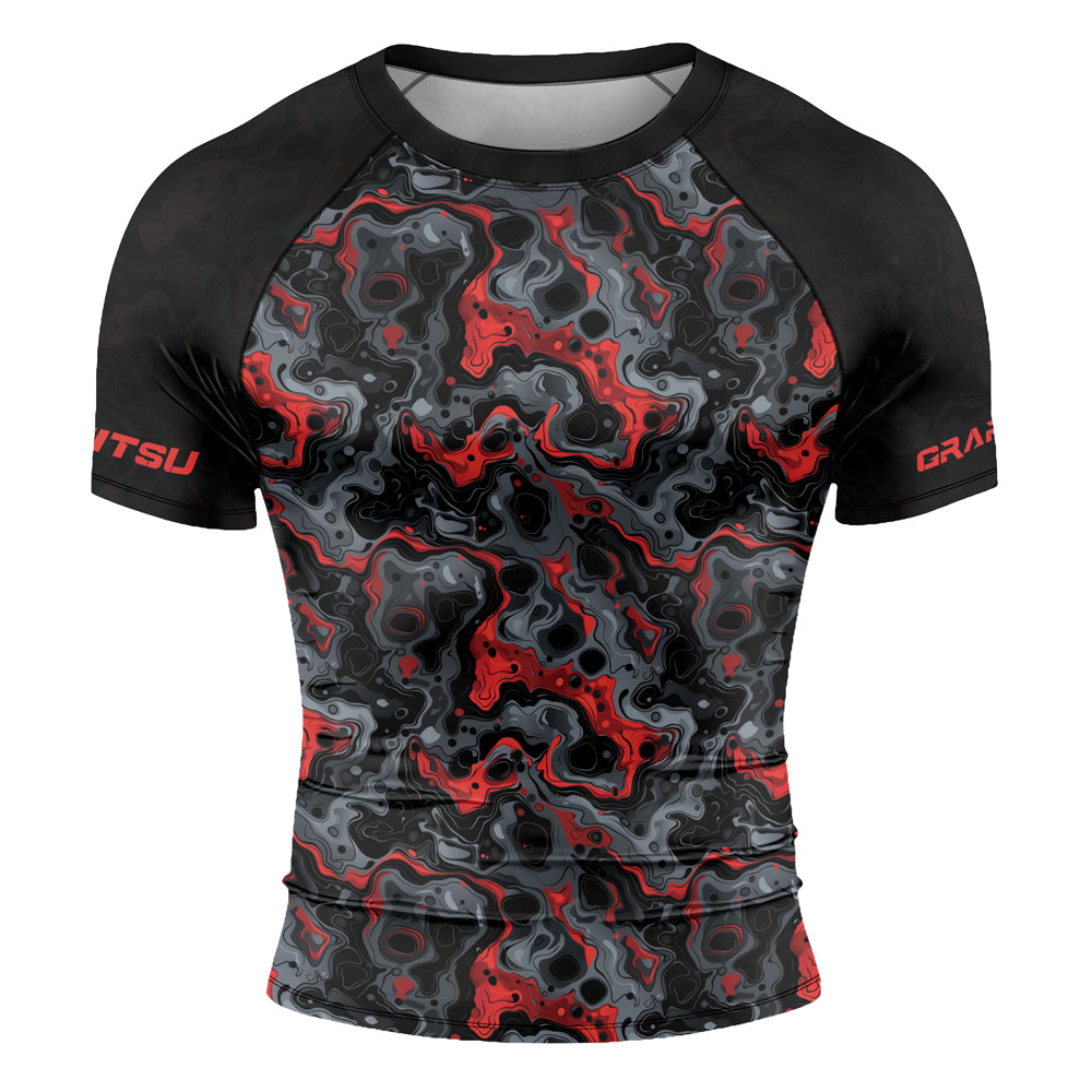 Rashninja Cyber Storm Red Men's Short Sleeve Rash Guard