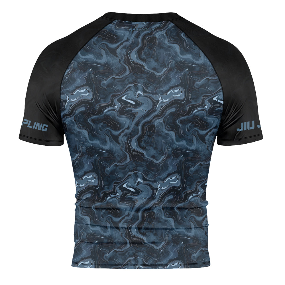 Rashninja Cyber Storm Silver Men's Short Sleeve Rash Guard