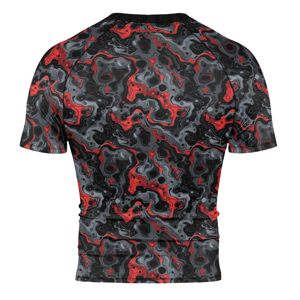 Rashninja Cyber Storm Red Men's Short Sleeve Rash Guard