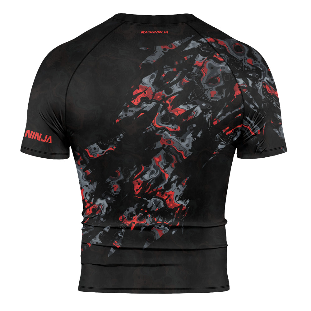 Rashninja Cyber Storm Red Men's Short Sleeve Rash Guard
