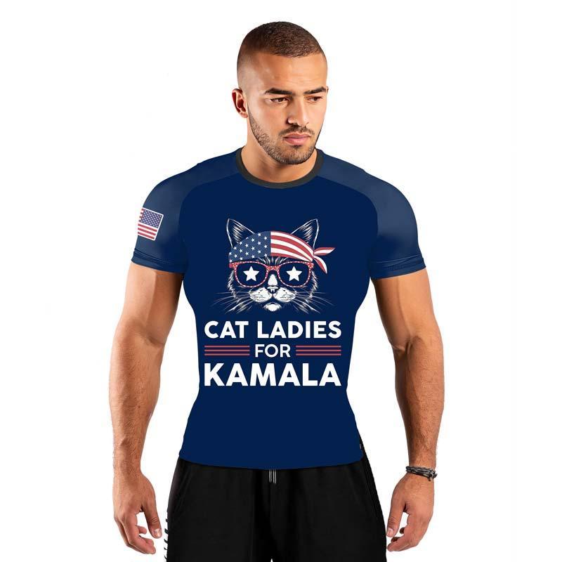 Cat Ladies For Kamala Men's Short Sleeve Rash Guard