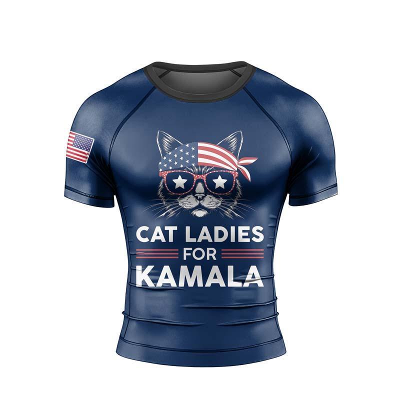 Cat Ladies For Kamala Men's Short Sleeve Rash Guard
