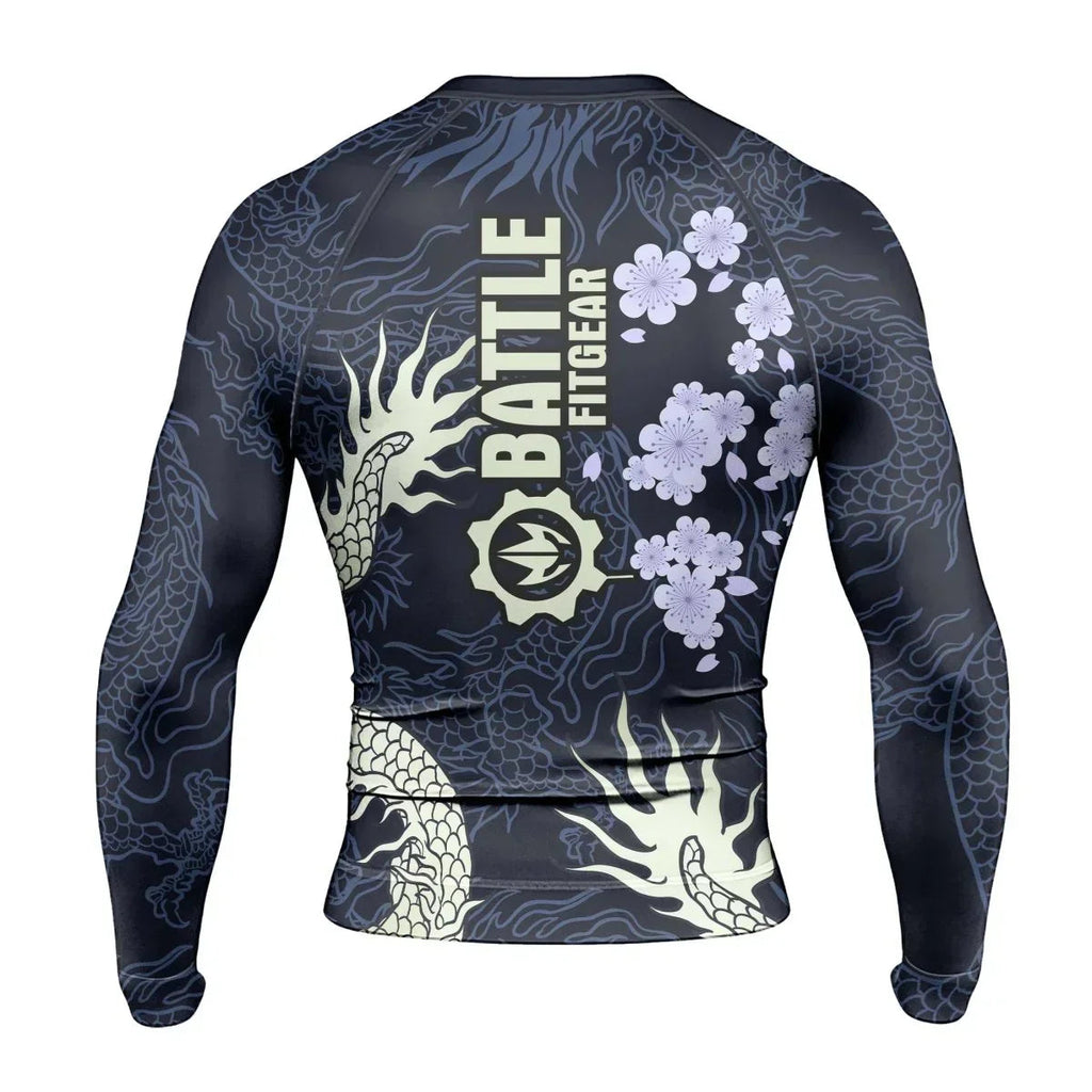 Cherry Blossom Dragon Men's Long Sleeve Rash Guard