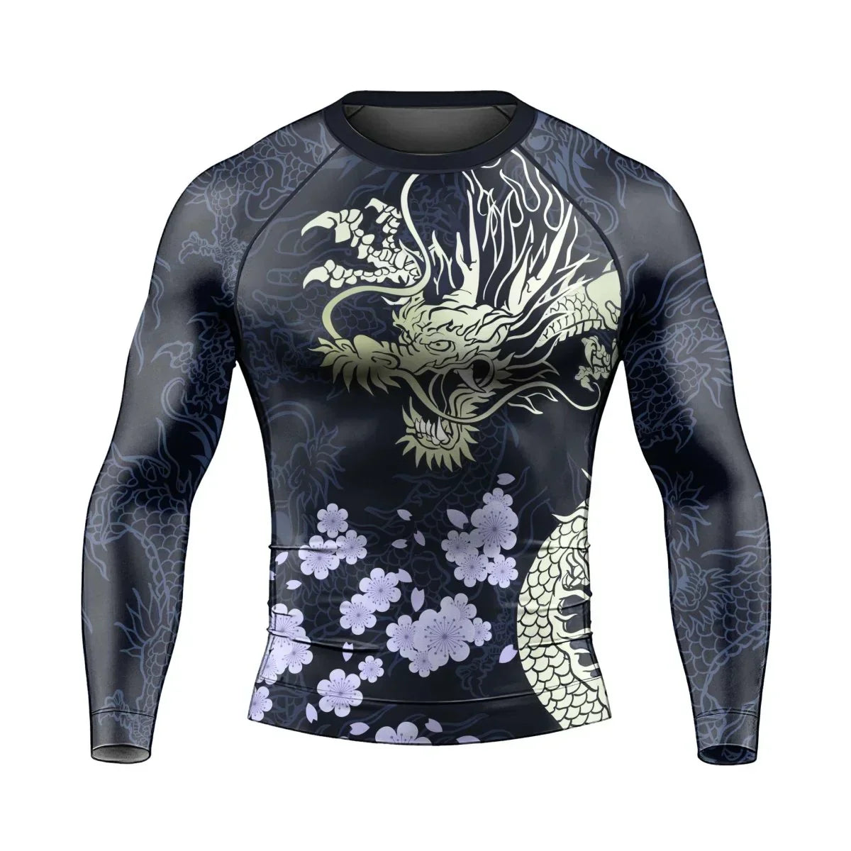 Cherry Blossom Dragon Men's Long Sleeve Rash Guard