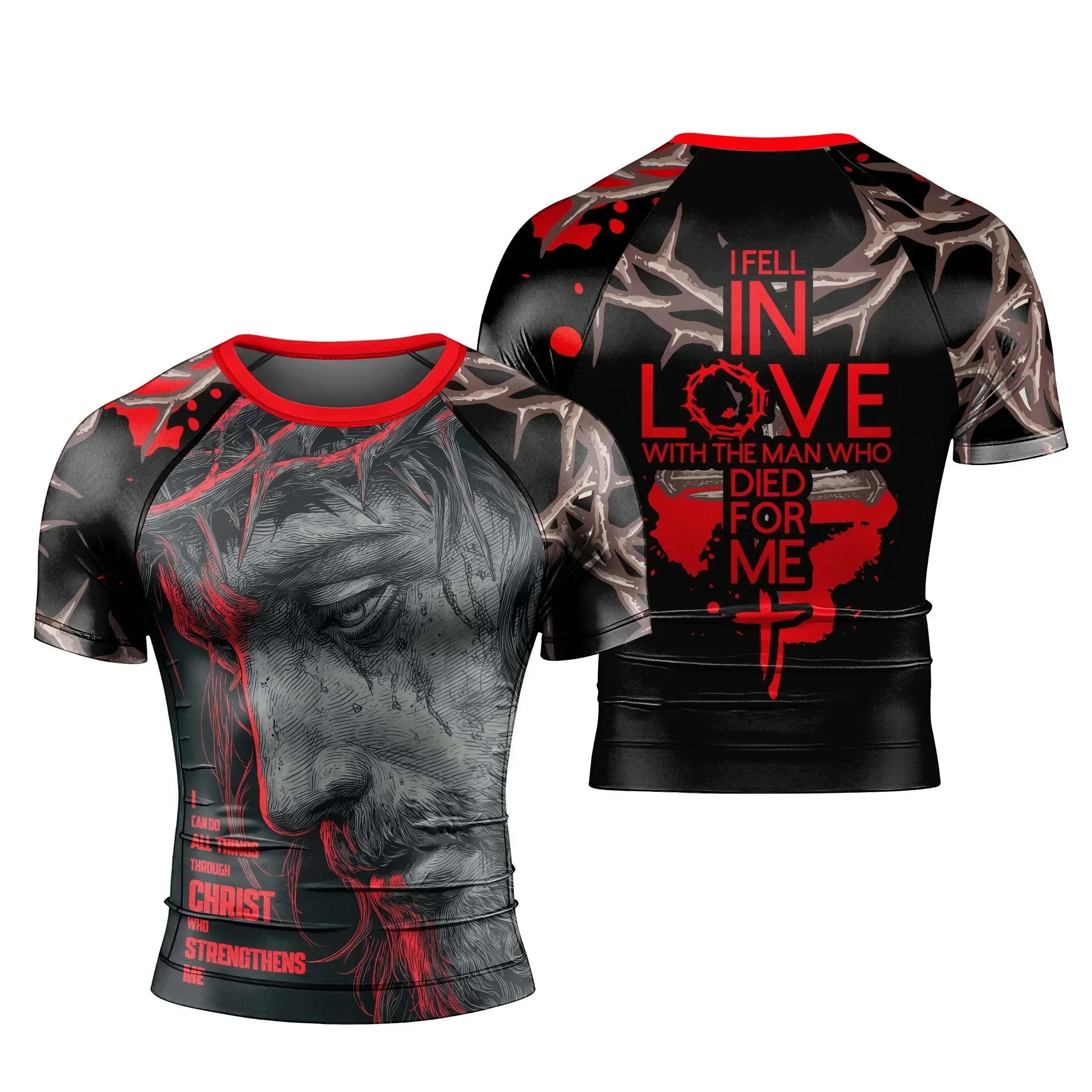 Christ Fell in Love With Human Men's Short Sleeve Rash Guard