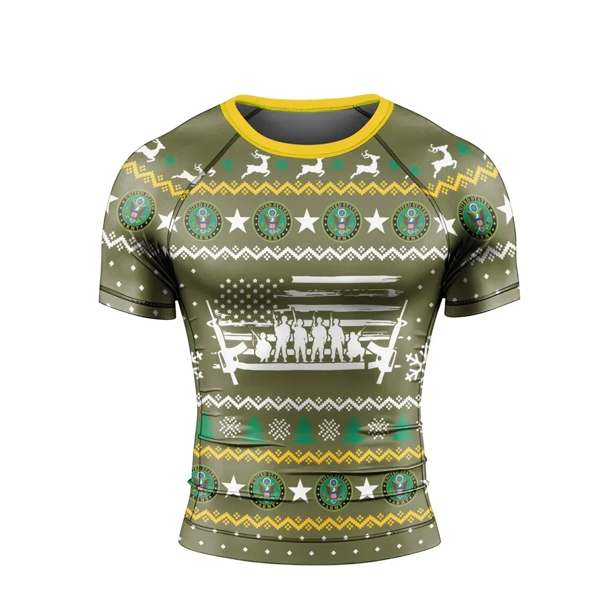 Christmas Army Men's Short Sleeve Rash Guard