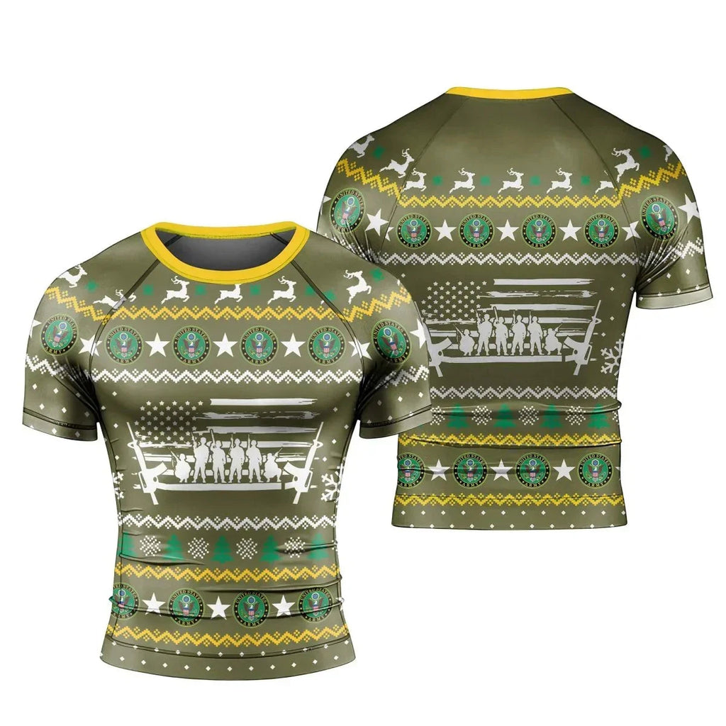 Christmas Army Men's Short Sleeve Rash Guard