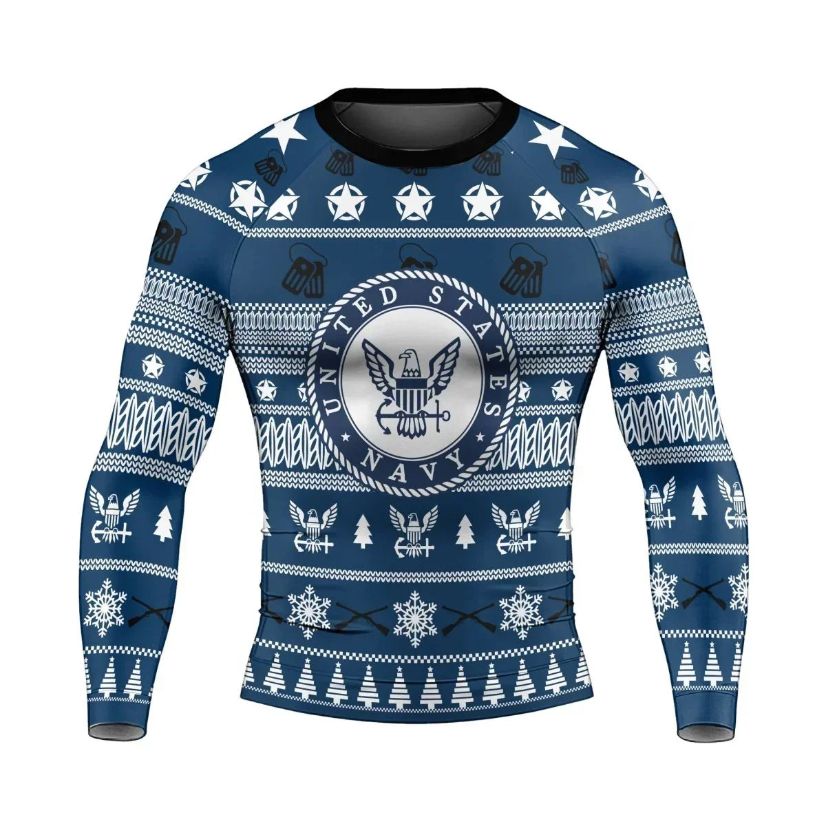 Christmas Navy Men's Long Sleeve Rash Guard