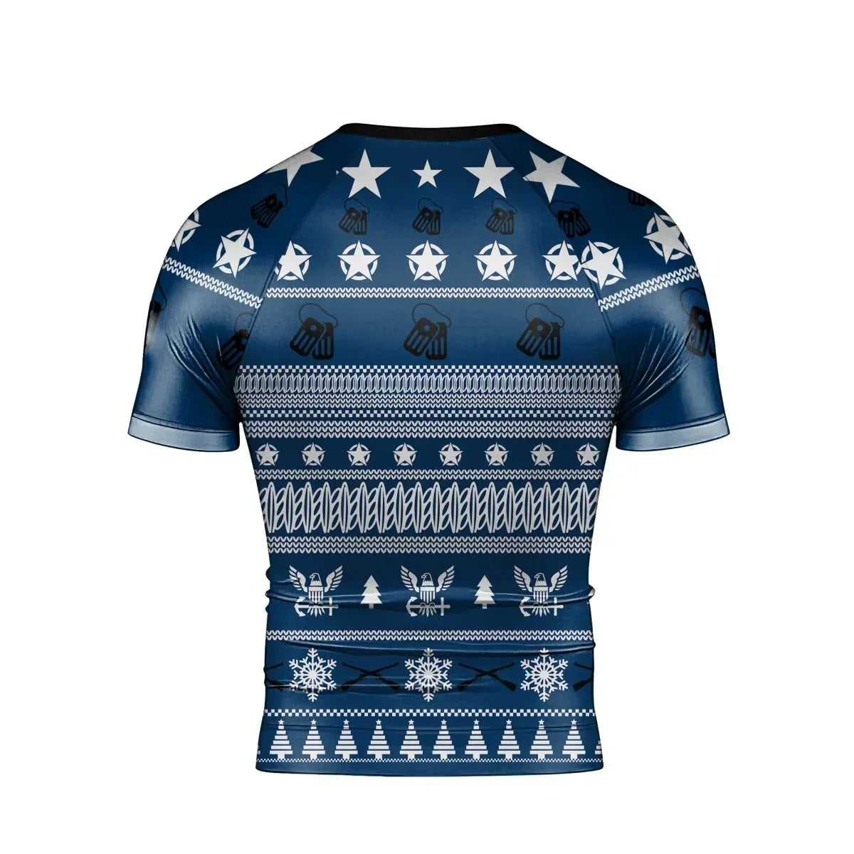 Christmas Navy Men's Short Sleeve Rash Guard