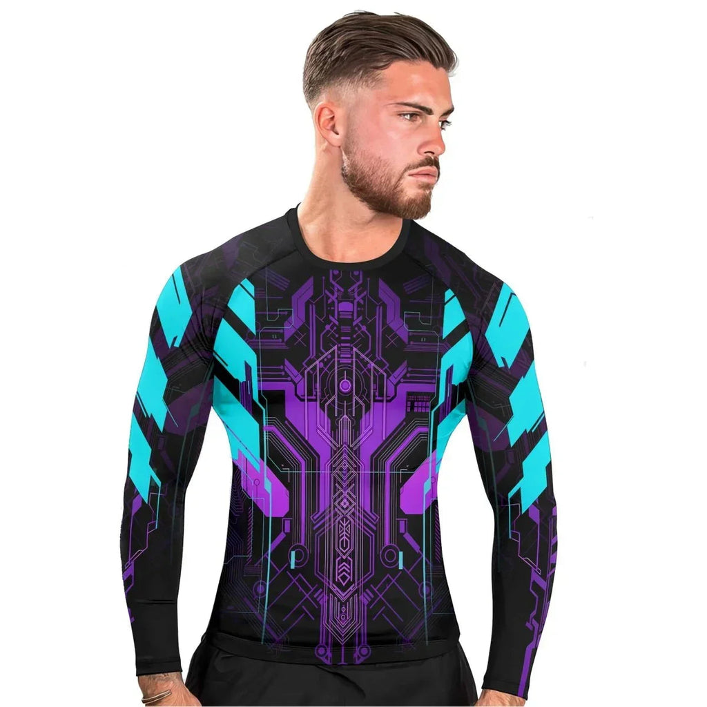 Cyberpunk Ultraviolet Men's Long Sleeve Rash Guard