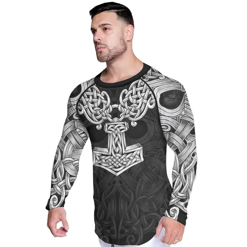 Viking Odin Mjolnir Men's Long Sleeve Rash Guard
