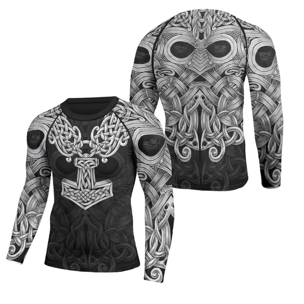 Viking Odin Mjolnir Men's Long Sleeve Rash Guard