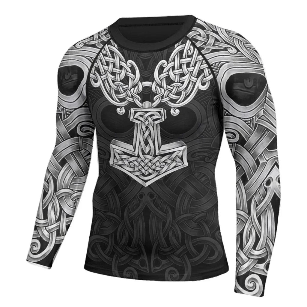 Viking Odin Mjolnir Men's Long Sleeve Rash Guard