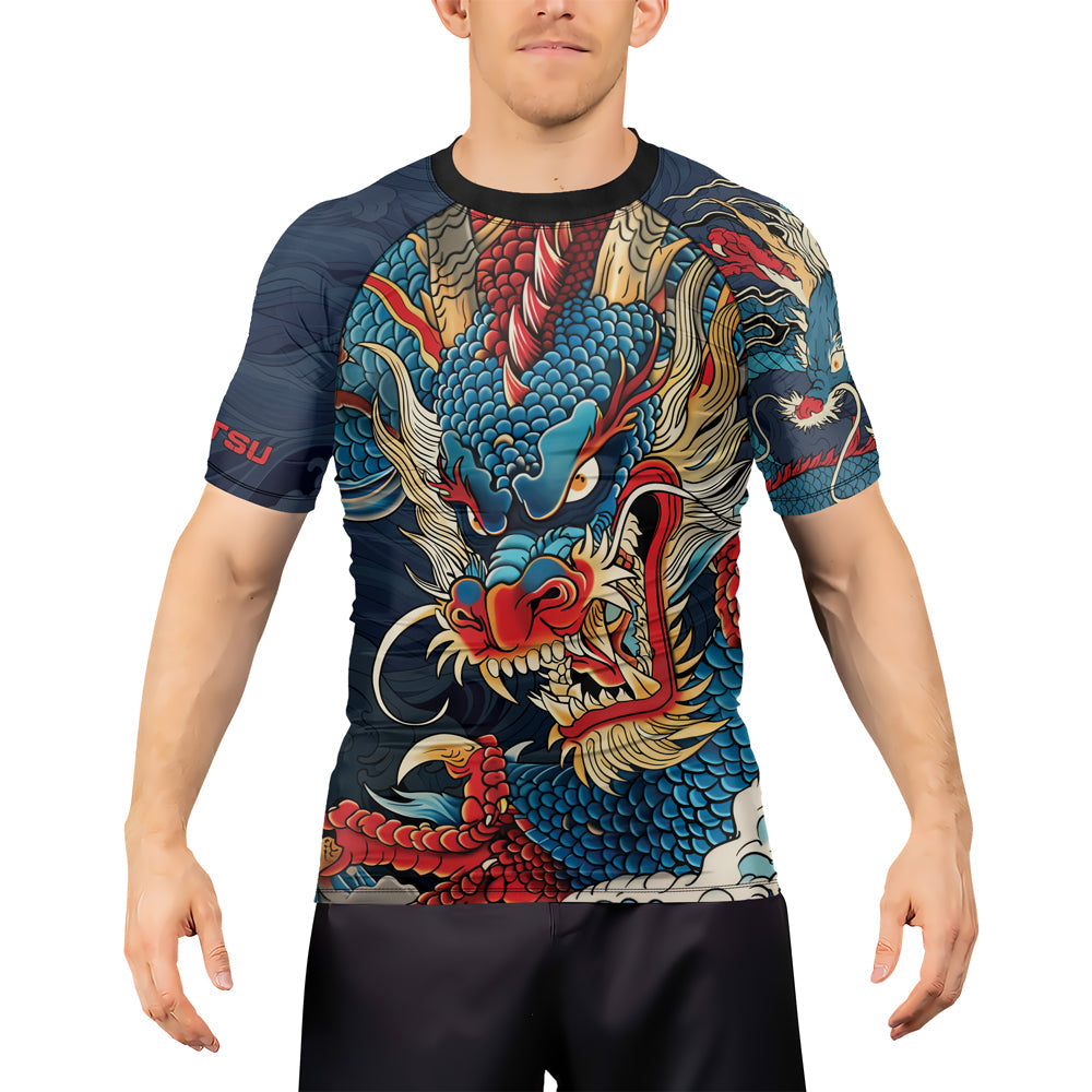 Rashninja Dragon Celestial Wrath Men's Short Sleeve Rash Guard