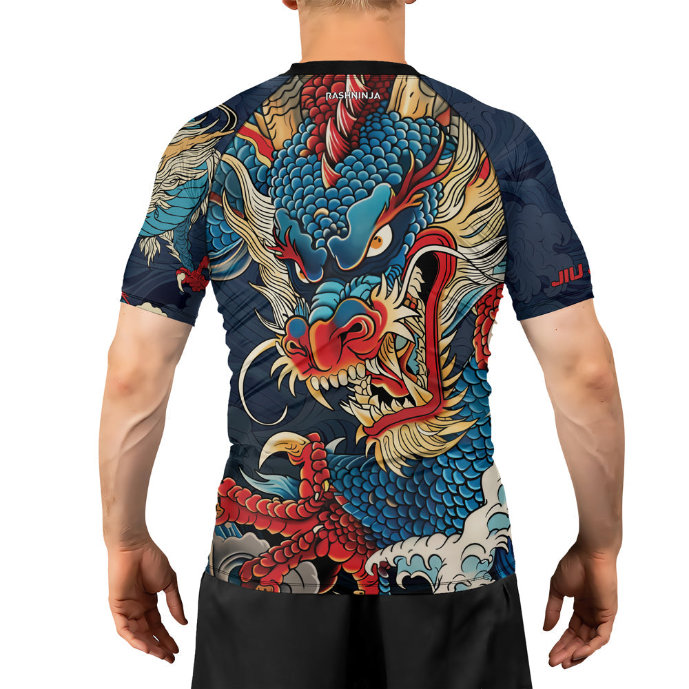 Rashninja Dragon Celestial Wrath Men's Short Sleeve Rash Guard