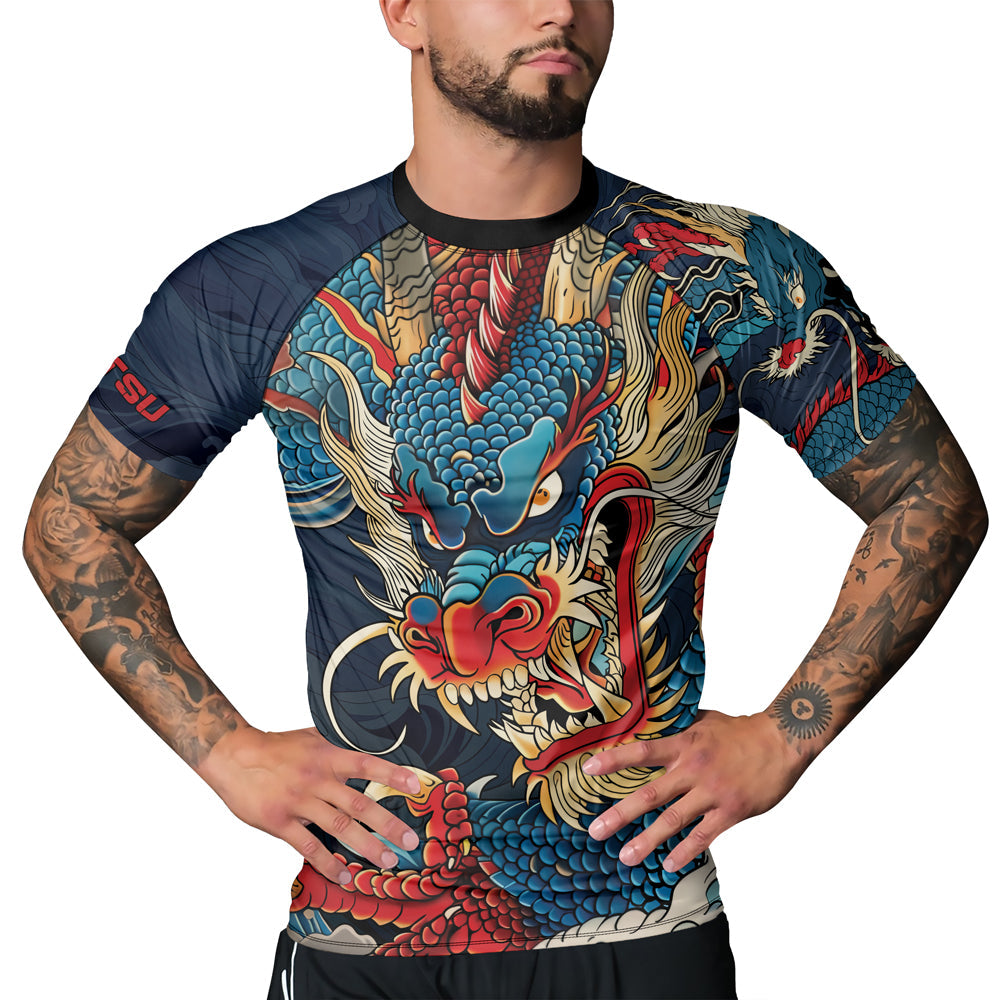 Rashninja Dragon Celestial Wrath Men's Short Sleeve Rash Guard