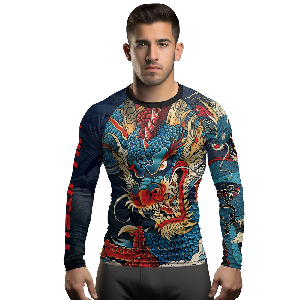 Rashninja Dragon Celestial Wrath Men's Long Sleeve Rash Guard
