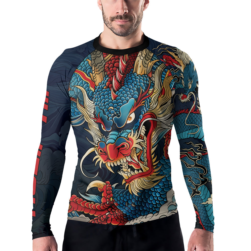 Rashninja Dragon Celestial Wrath Men's Long Sleeve Rash Guard