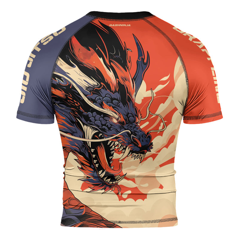 Rashninja Dragon Red Beige Men's Short Sleeve Rash Guard