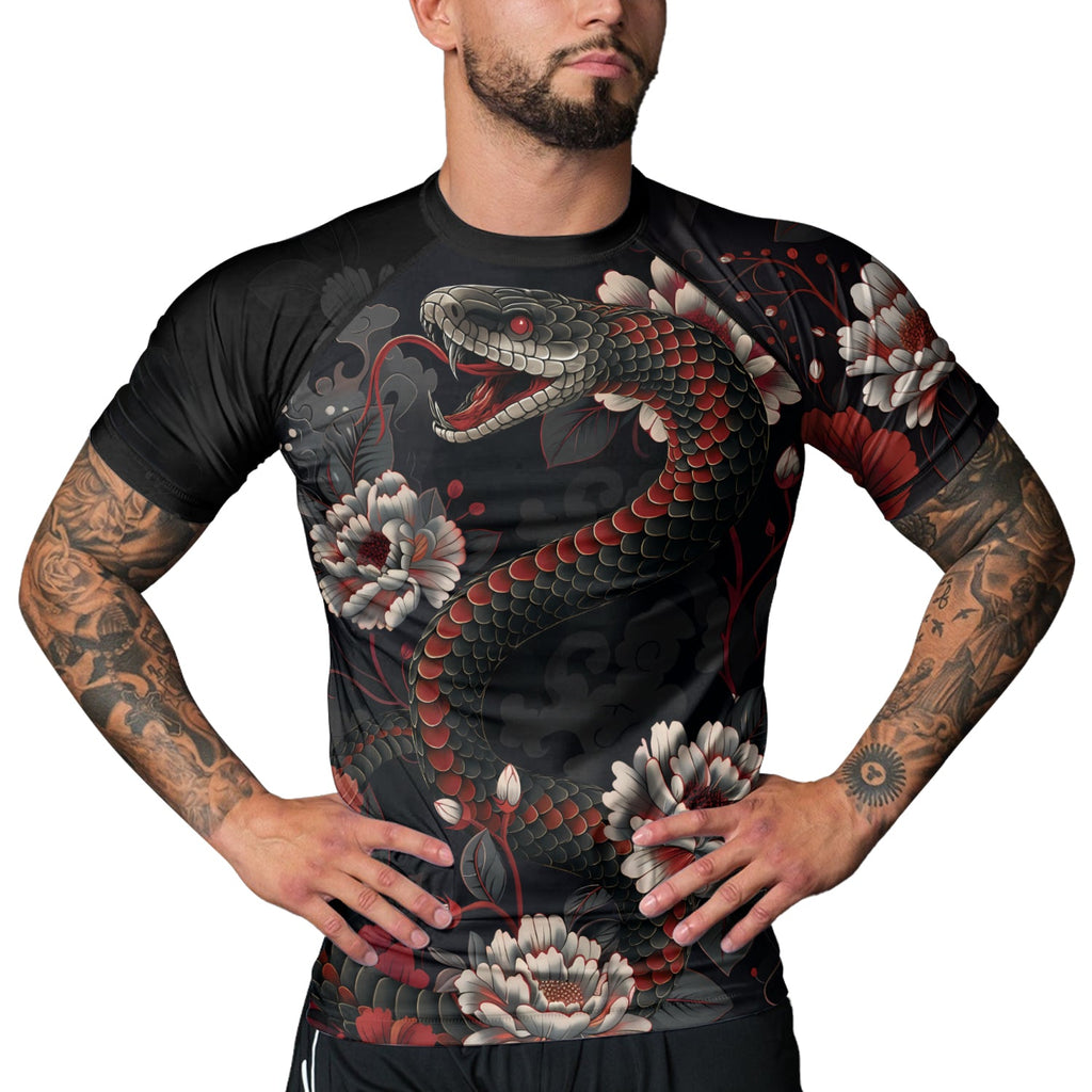 Rashninja Snake Blossom Strike Men's Short Sleeve Rash Guard