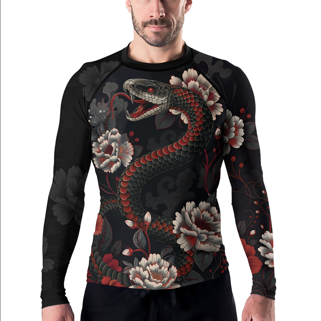Rashninja Snake Blossom Strike Men's Long Sleeve Rash Guard