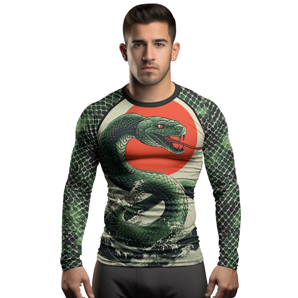Rashninja Snake Rising Sun Men's Long Sleeve Rash Guard