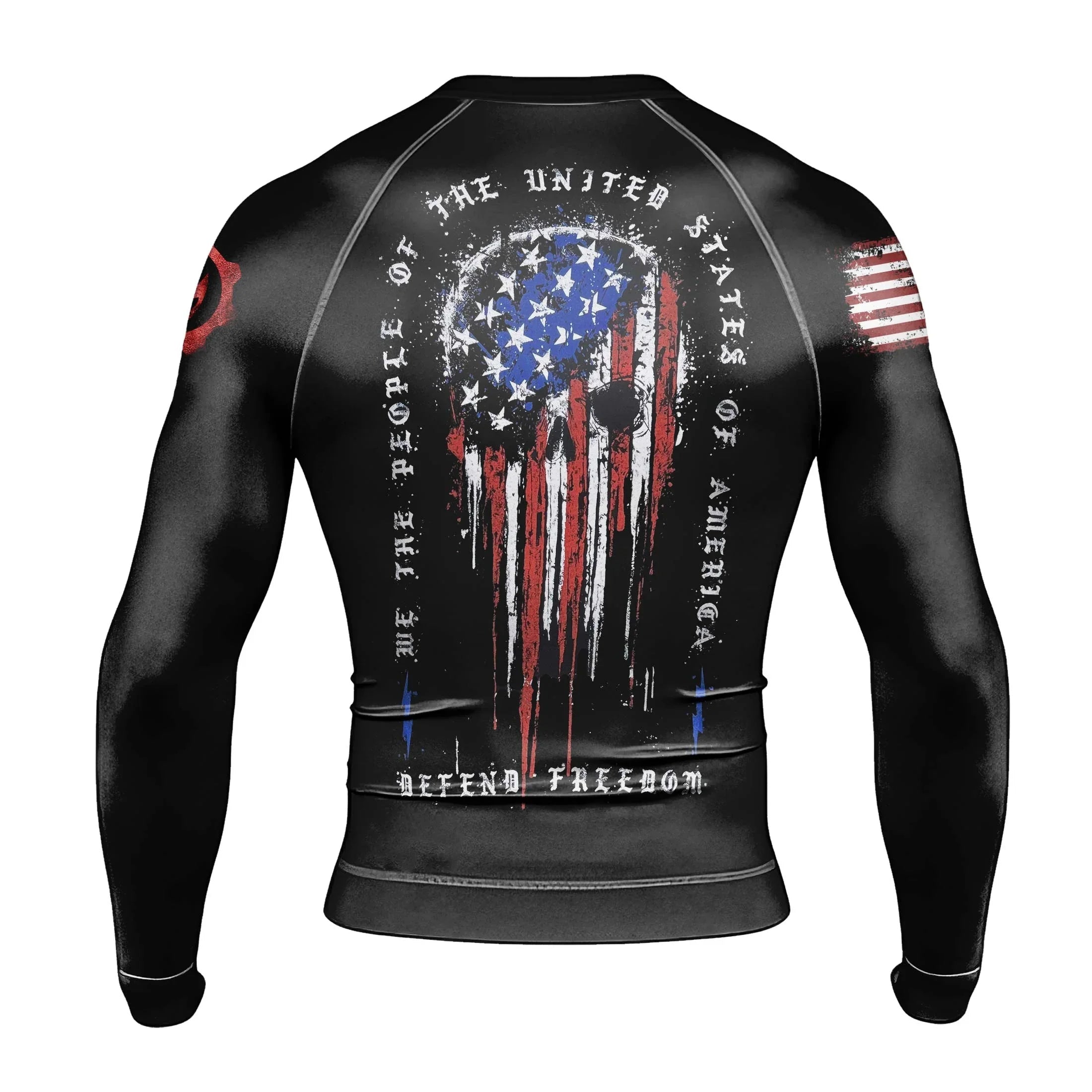 Defend Freedom Skull Men's Long Sleeve Rash Guard