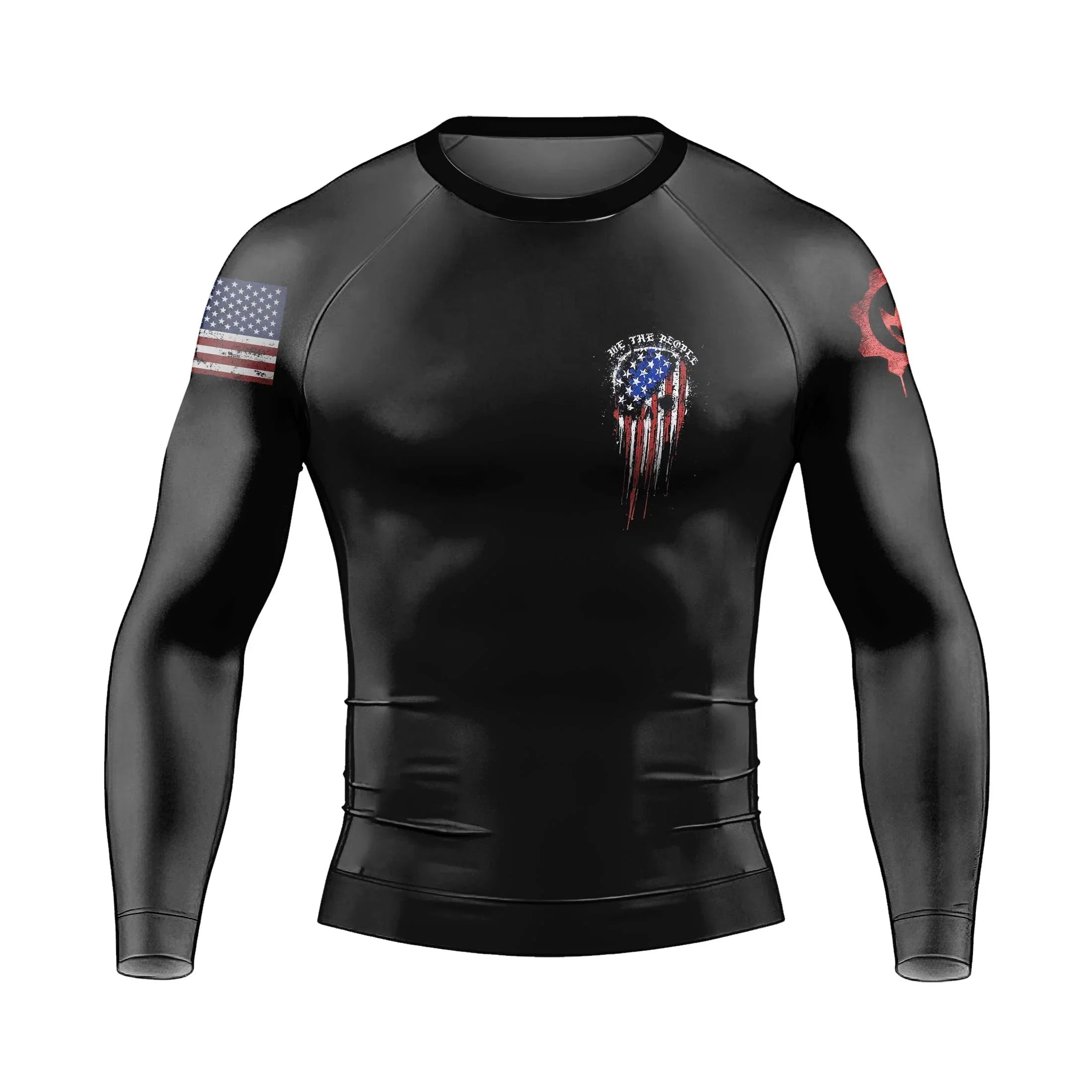 Defend Freedom Skull Men's Long Sleeve Rash Guard