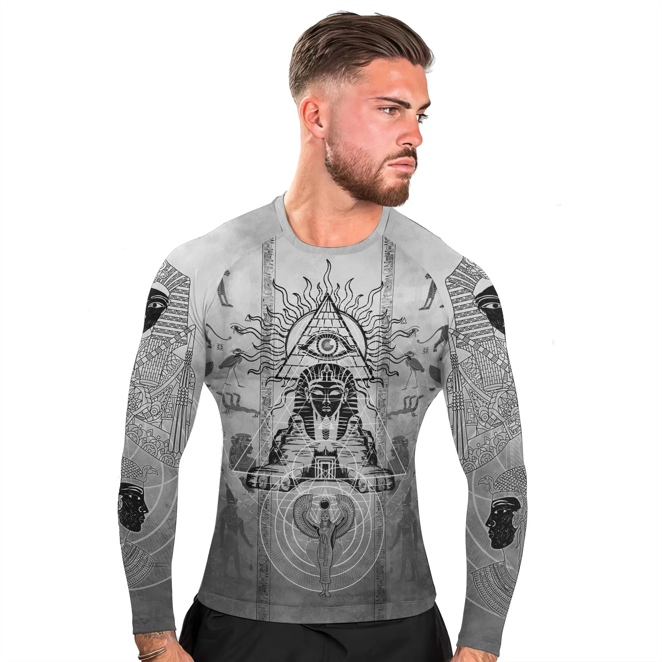 Egypt Mythology Sphinx Men's Long Sleeve Rash Guard