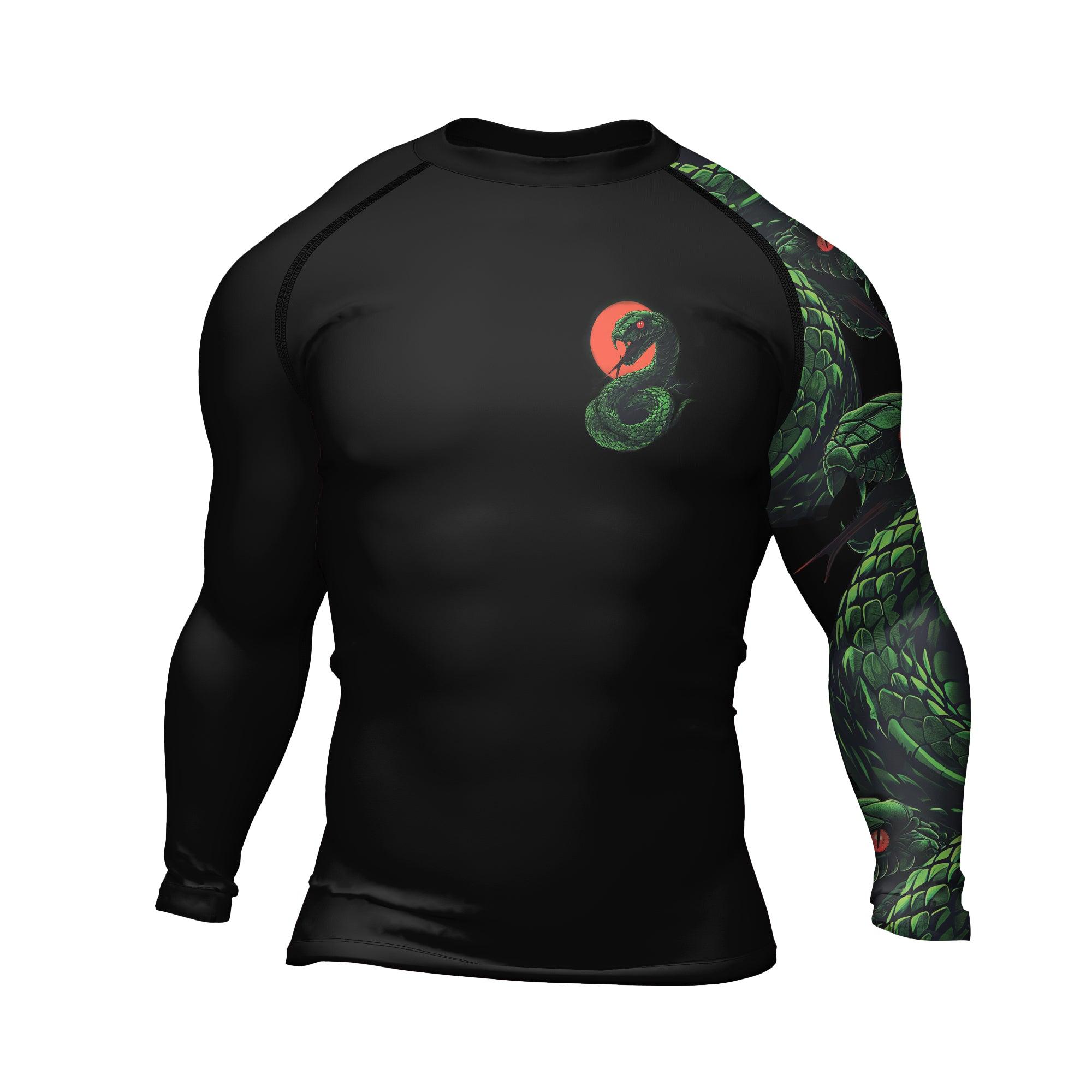 Rashninja Green Snake Men's Long Sleeve Rash Guard
