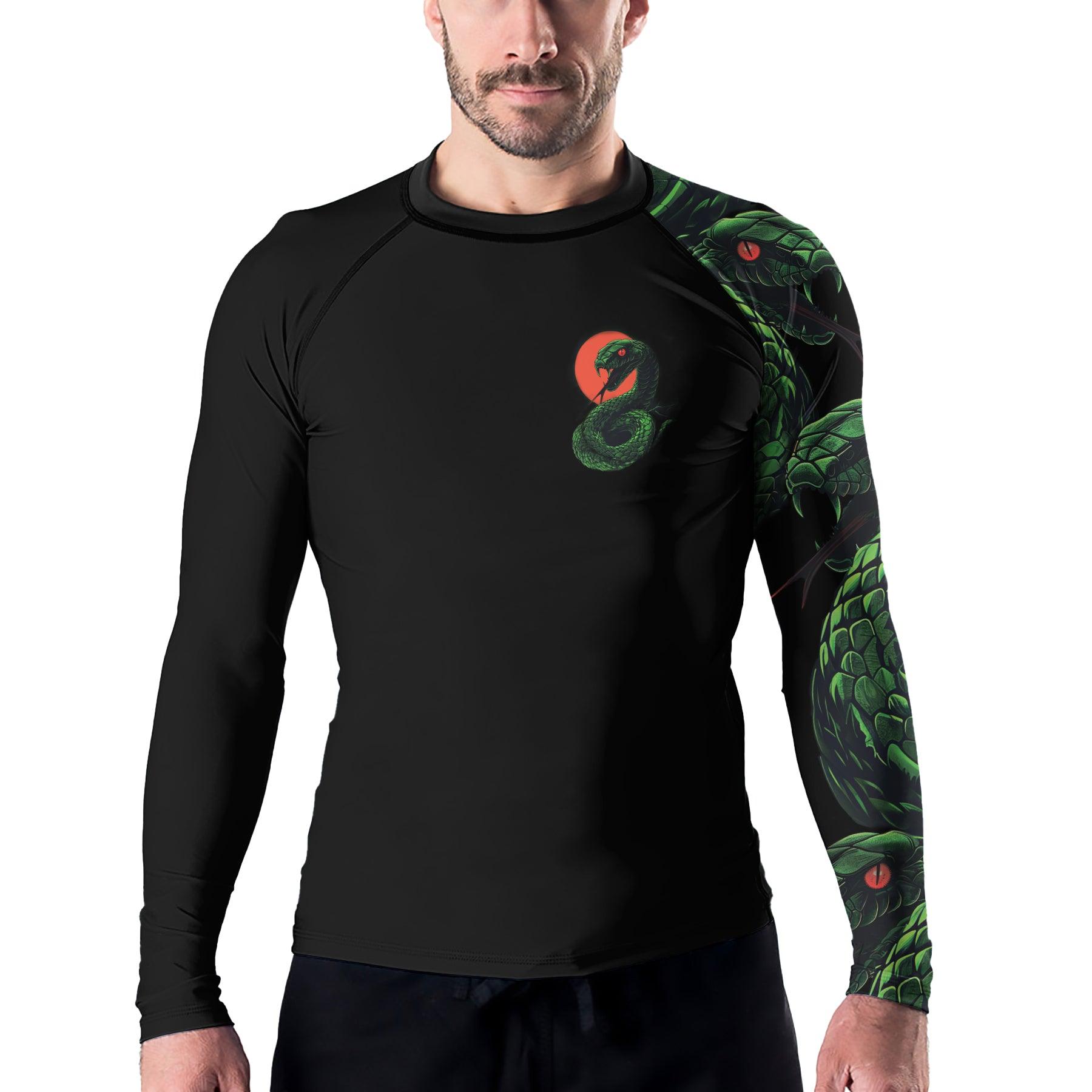 Rashninja Green Snake Men's Long Sleeve Rash Guard