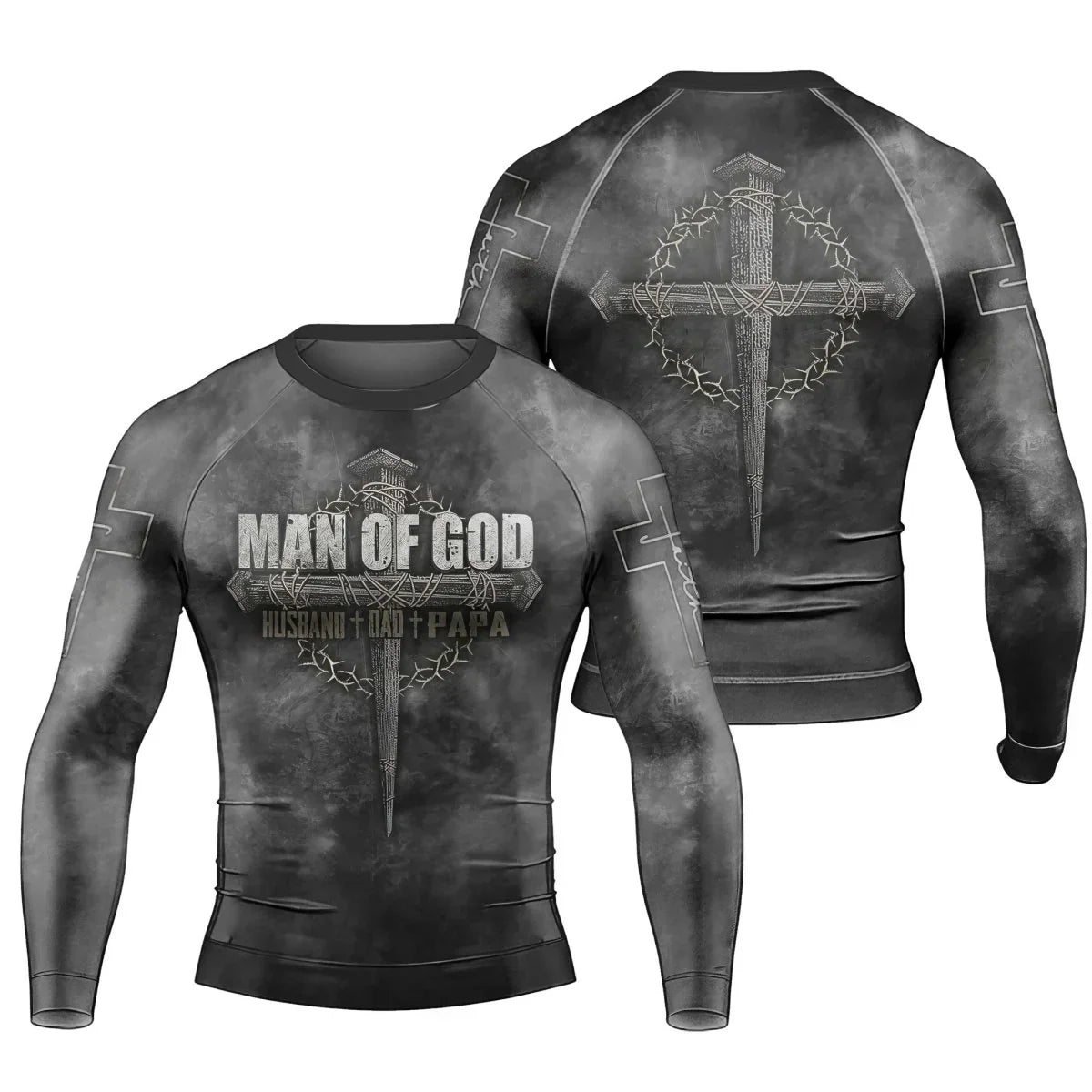 Father Man Of God Men's Long Sleeve Rash Guard