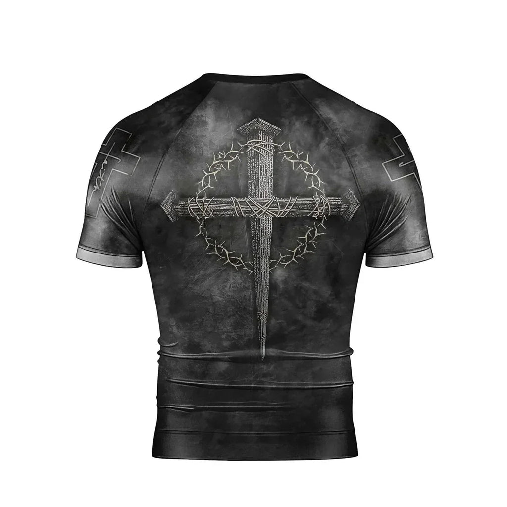 Father Man Of God Men's Short Sleeve Rash Guard