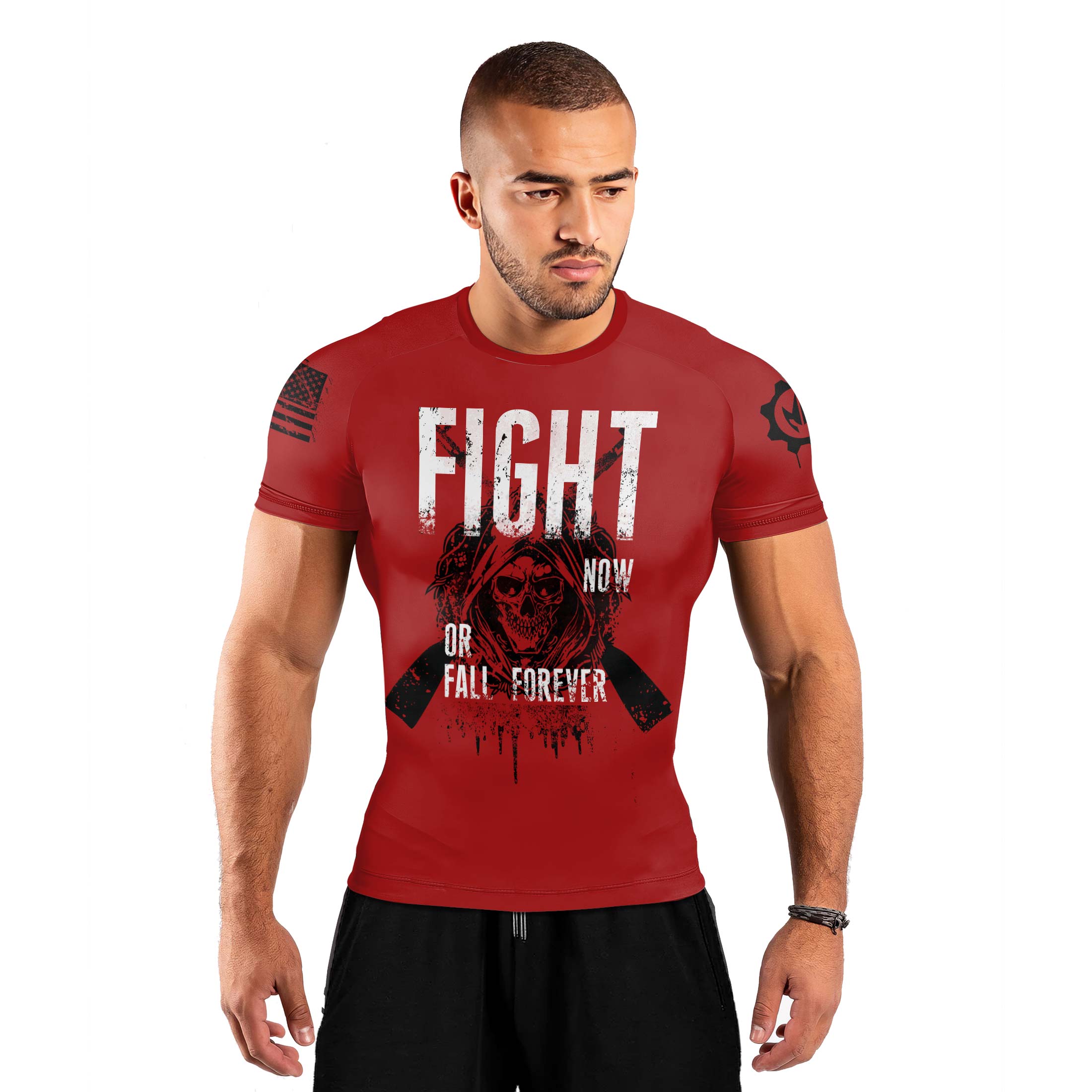 Fight or Fall Men's Short Sleeve Rash Guard