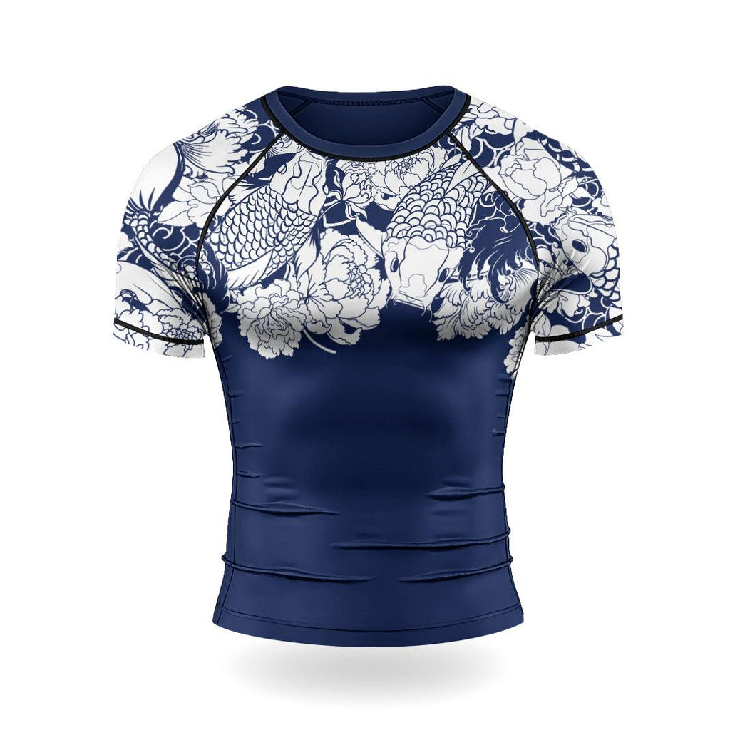 Rashninja Ranked Japanese Koi Fish Men's Short Sleeve Rash Guard