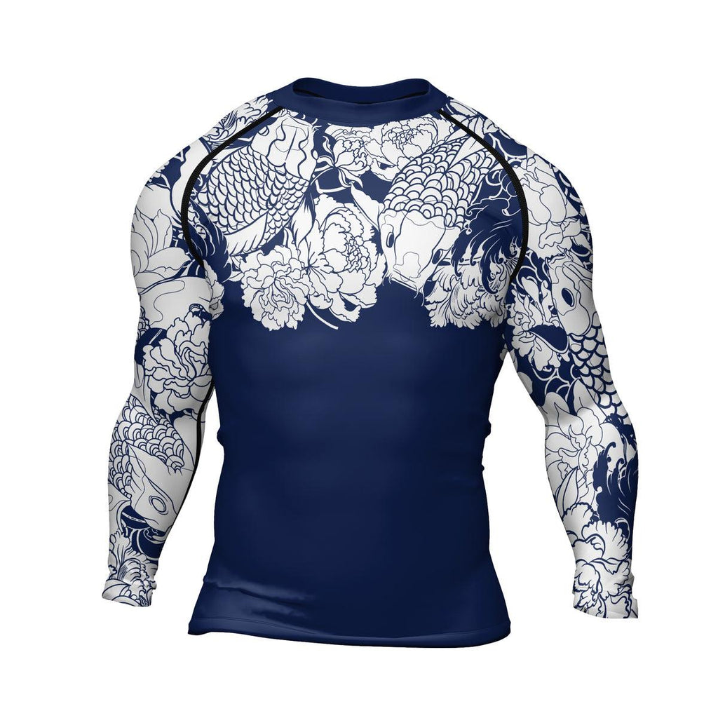 Rashninja Ranked Japanese Koi Fish Men's Long Sleeve Rash Guard