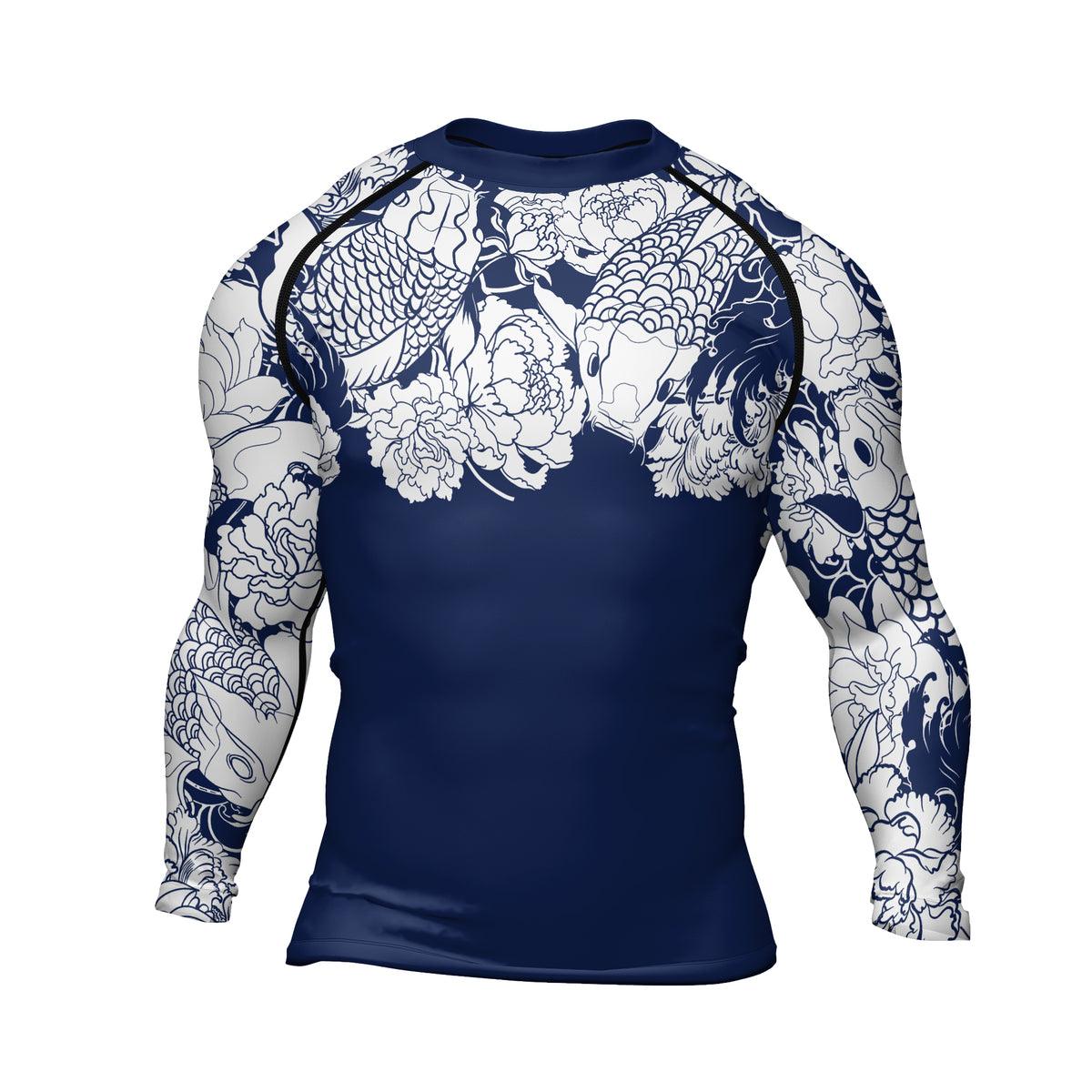 Rashninja Ranked Japanese Koi Fish Men's Long Sleeve Rash Guard