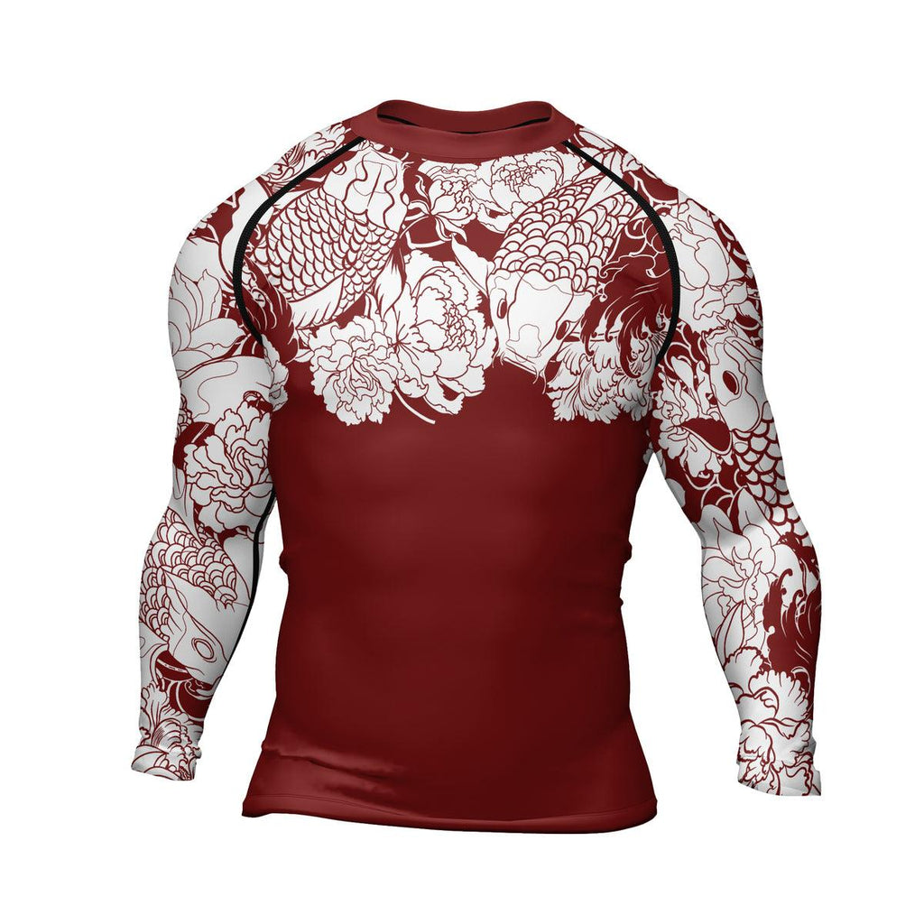 Rashninja Ranked Japanese Koi Fish Men's Long Sleeve Rash Guard