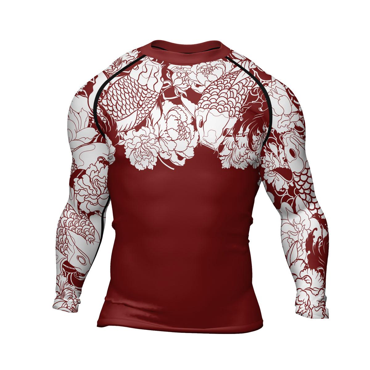 Rashninja Ranked Japanese Koi Fish Men's Long Sleeve Rash Guard