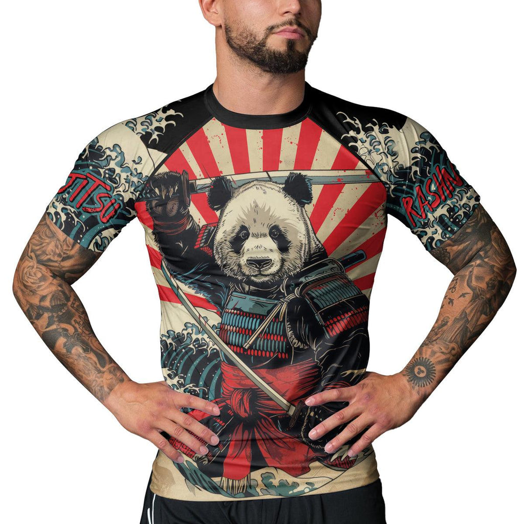 Rashninja Panda Samurai Men's Short Sleeve Rash Guard