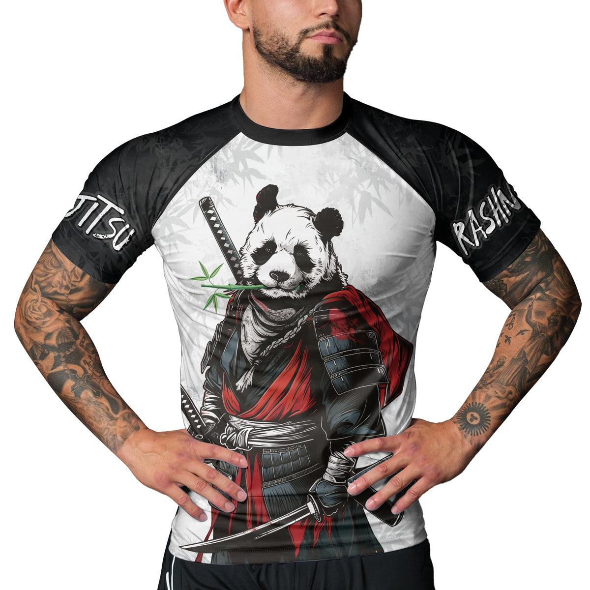 Rashninja Mystic Warrior Panda Samurai Men's Short Sleeve Rash Guard