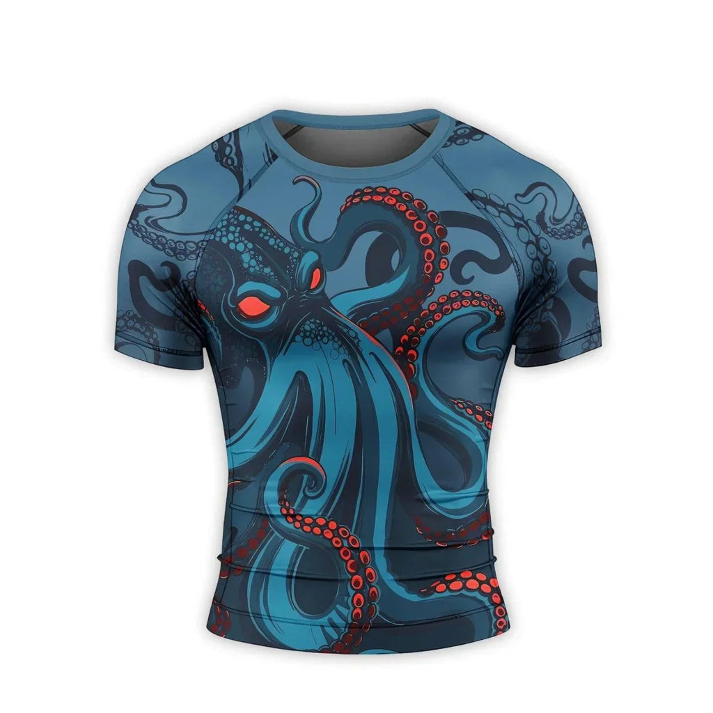 Dark Sea Octopus Men's Short Sleeve Rash Guard