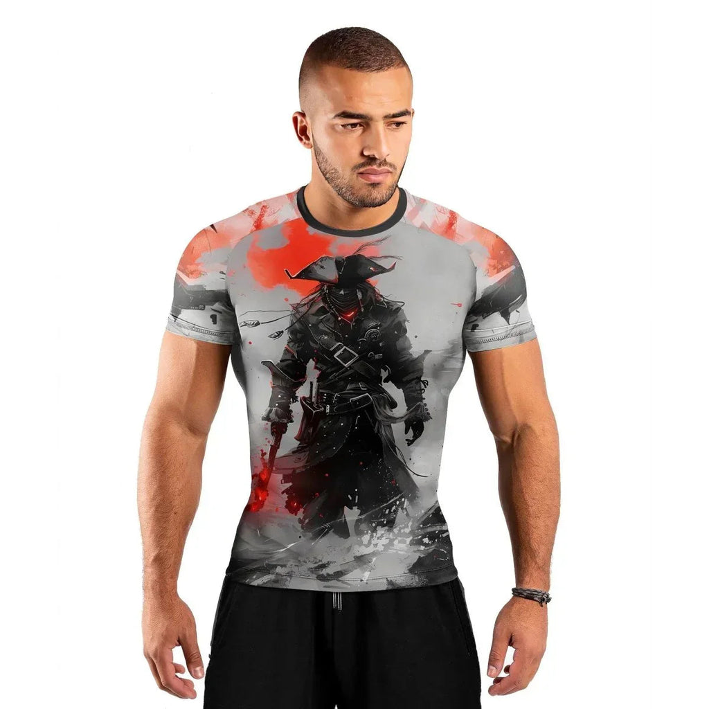 Shadow Pirate Caribbean Men's Short Sleeve Rash Guard
