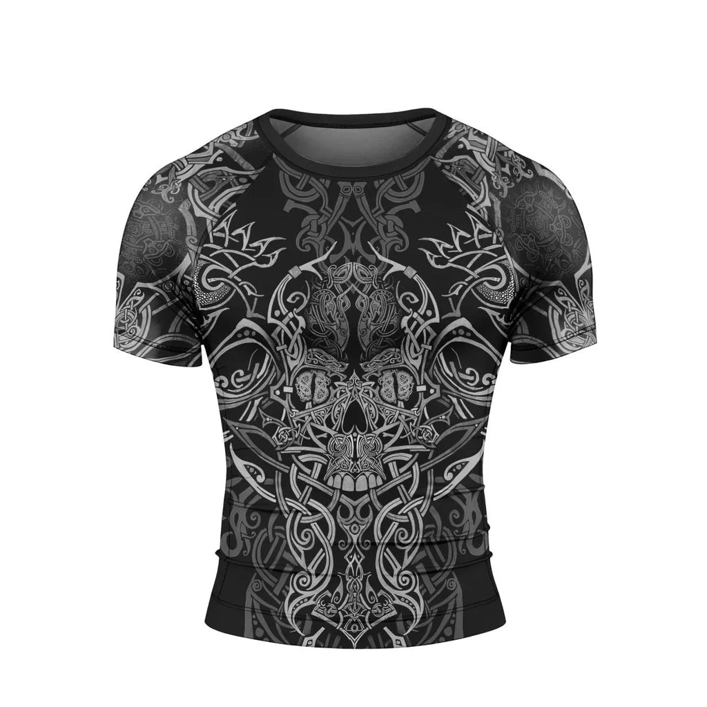 Viking Norse Skull Men's Short Sleeve Rash Guard