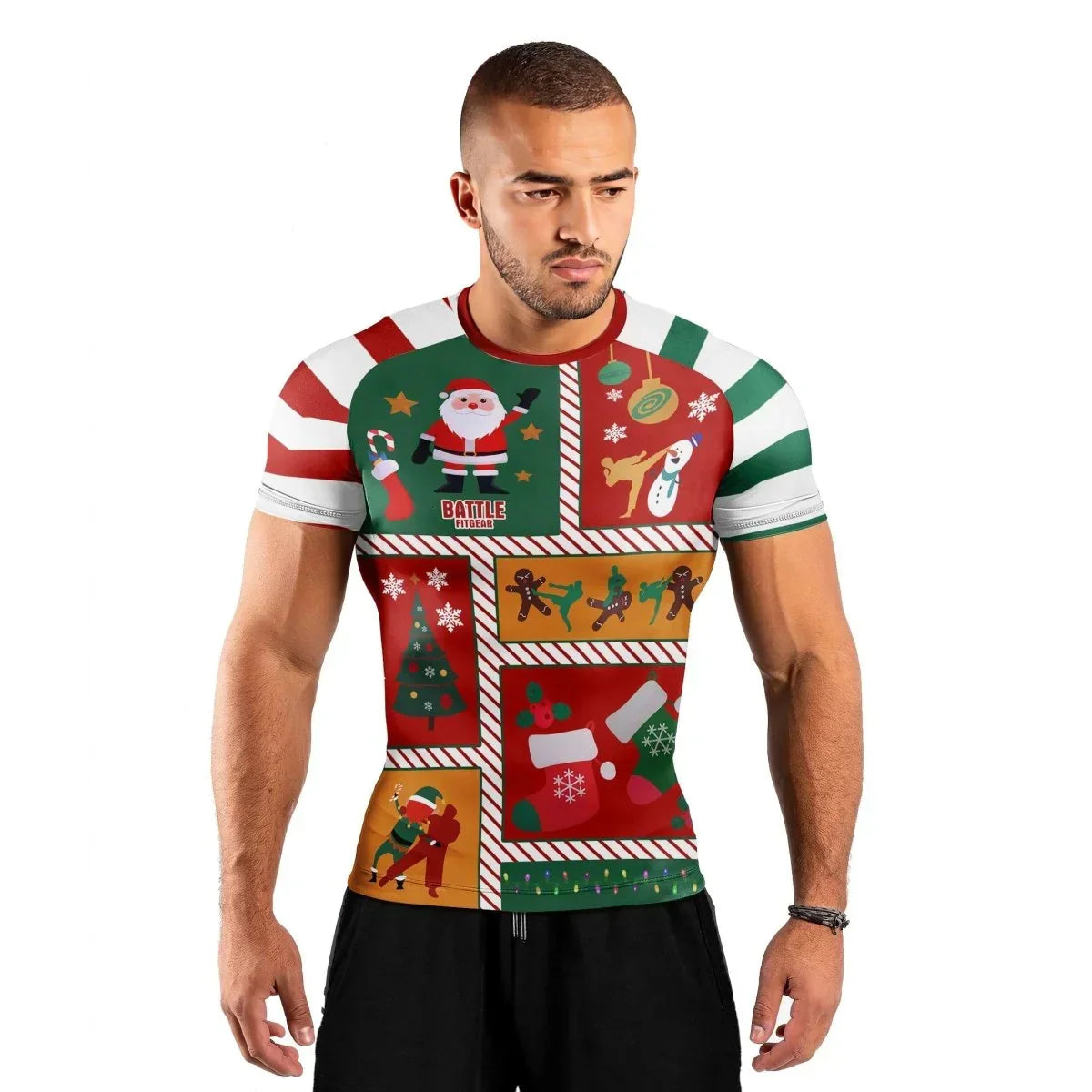 Jiu Jitsu Christmas Short Sleeve Rash Guard